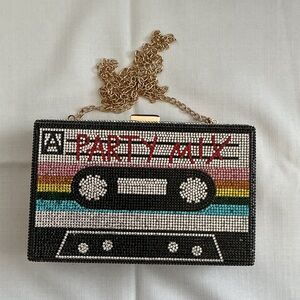 Party Mix Beaded Cassette Crossbody Bag - Black Multicolor